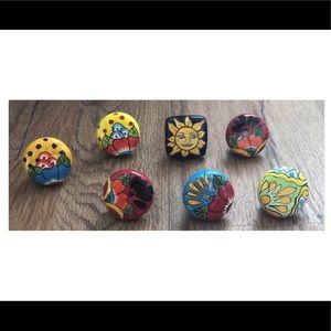 Handmade ceramic knobs from Guatemala, 7 total